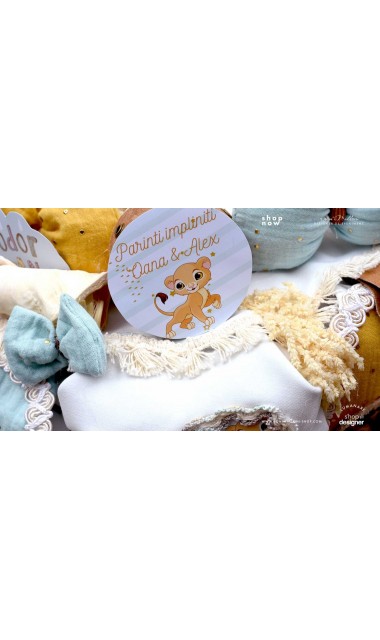 Lumanare de botez handmade cu jucarie de plus leut haios, Leul junglei 8